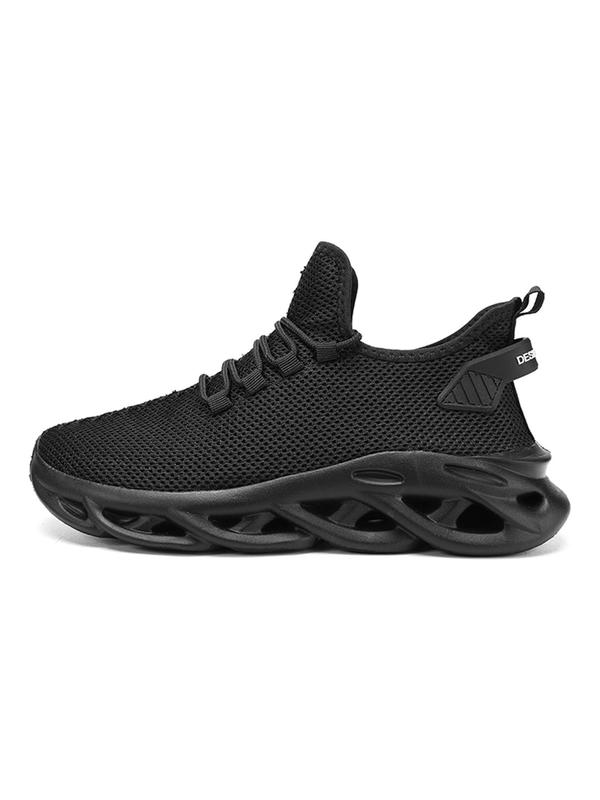 Men's Fashionable Plain Color Lace Up Sneakers, with Hollow Out Design, Commuting Shoes, Casual Sporty Breathable Comfortable Running Shoes, Male All-match Round Toe Sports Shoes for Daily Wear