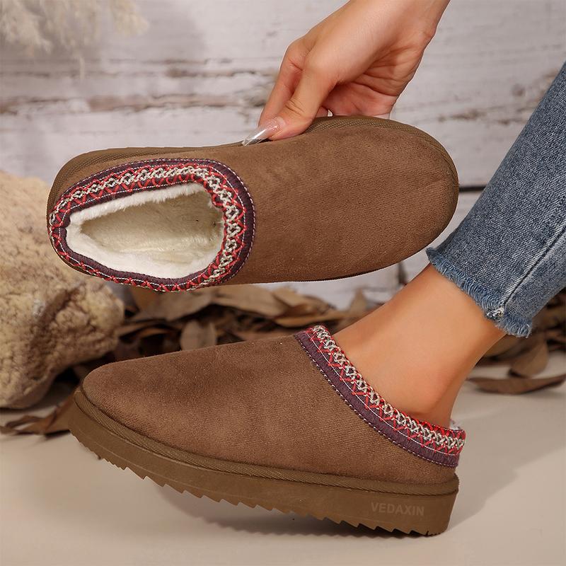 Women's Winter Platform Slipper Mini Boots Braid Slippers With Plush Lining Fuzzy Slip On Shoes