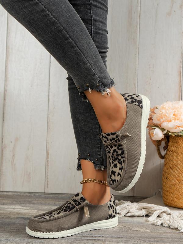 Women's Fashion Leopard Print Lace up Sneakers, Casual Comfortable Round Toe Shoes for Daily Wear, Trendy All-match Shoes for Women & Girls