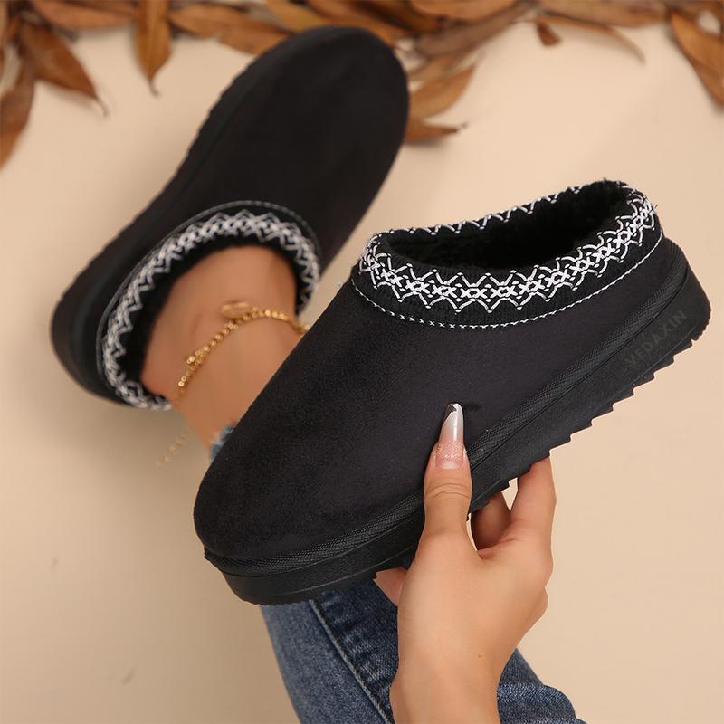 Women's Winter Platform Slipper Mini Boots Braid Slippers With Plush Lining Fuzzy Slip On Shoes