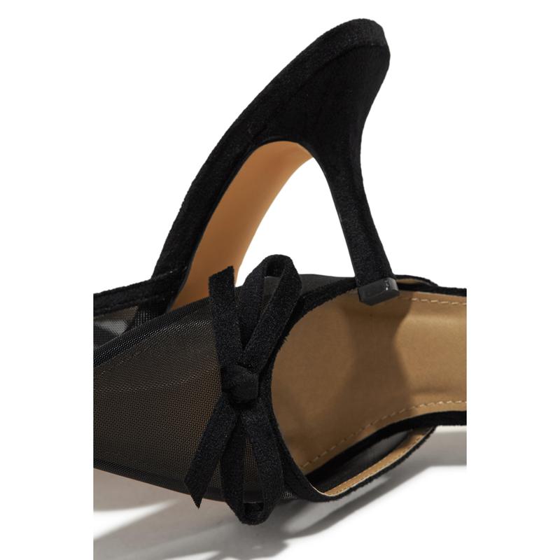 Carrie Mule Heel Pumps - Black