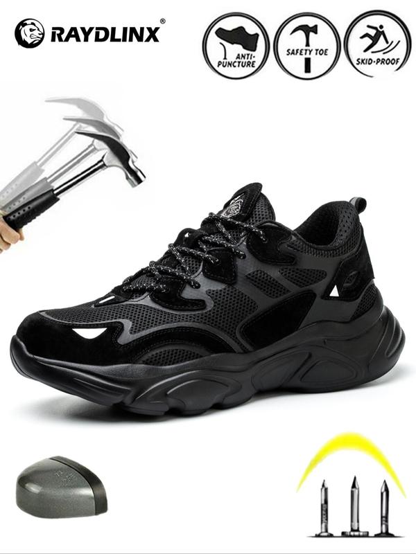 Men's Anti-shock & Anti-puncture Non-slip Work Shoes, Shoes for Healthcare Workers, Summer Casual Steel Toe Shoes Anti-slip Safety Shoes, Lace Up Shoes for Work & Daily Wear, Trainers for Men