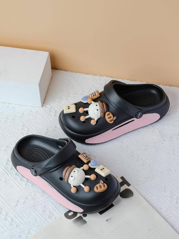 Women's Cute Cartoon Bear Design Clogs, 2024 New Style Casual Comfortable Hollow Out Design Clogs, Fashionable Non-slip Clogs for Summer Beach Vacation