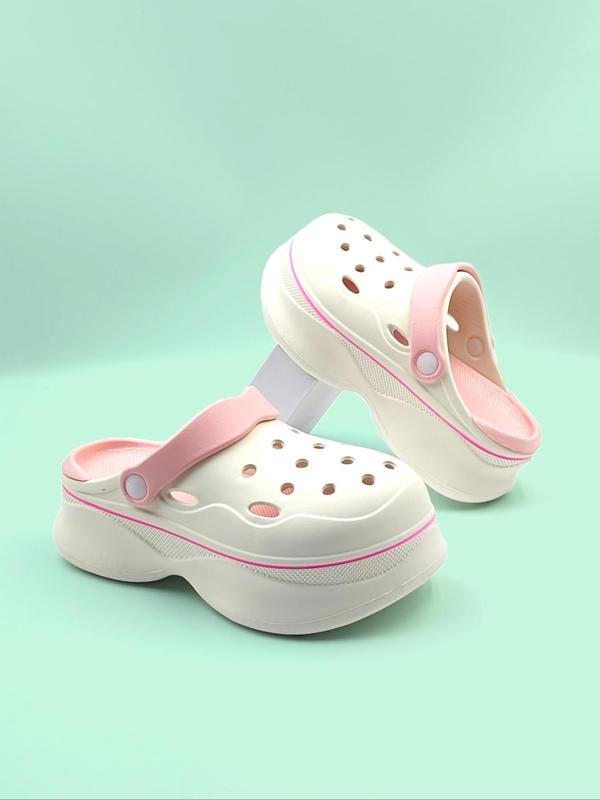 Women's Matching Hollow Out Design Clogs, Summer 2024 Trendy Going Out Cute Platform Slippers, Fashionable Slippers, Platform Non-slip Slippers