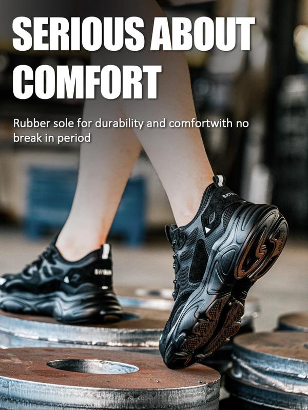 Men's Anti-shock & Anti-puncture Non-slip Work Shoes, Shoes for Healthcare Workers, Summer Casual Steel Toe Shoes Anti-slip Safety Shoes, Lace Up Shoes for Work & Daily Wear, Trainers for Men