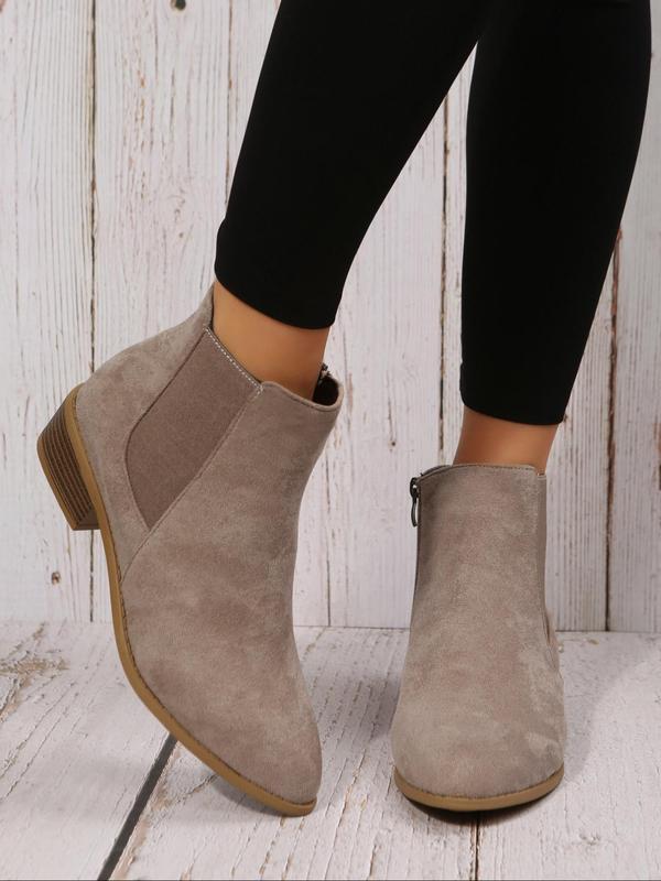 Fashionable Solid Color Ankle Boots, Casual Pointed Toe Booties for Daily Wear, Female All-match Trend Shoes for Daily Wear