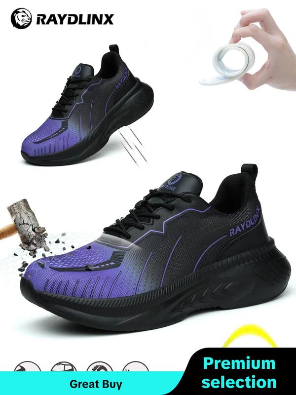 Women's Lace Up Front Safety Shoes, Lightweight Sport Safety Shoes, Comfortable Anti-smash and Anti-puncture Shoes, Breathable Non-slip Work Shoes for Women