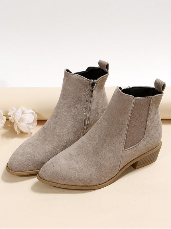 Fashionable Solid Color Ankle Boots, Casual Pointed Toe Booties for Daily Wear, Female All-match Trend Shoes for Daily Wear