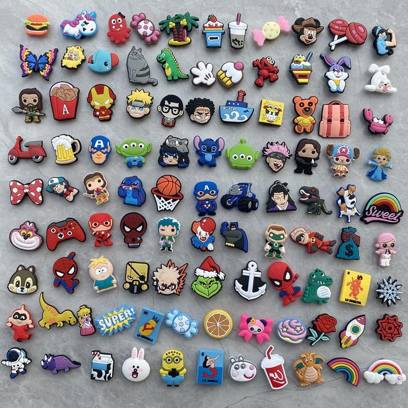 VoleFox 100pcs PVC Shoe Decorations - Fun Cartoon Style, Eye-Catching Graphic Pattern, Anti-Theft Feature