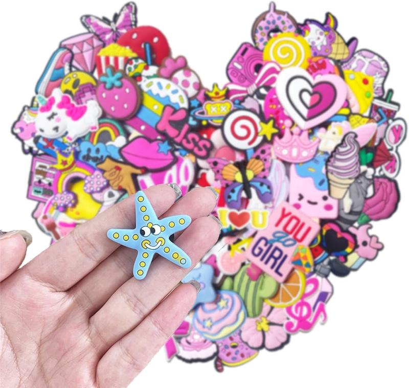 35,50,100Pcs Random Shoe Charms for Girls Cartoon Cute PVC Shoes Accessories Charms,Lovely Charms Pack for Kids,Kawaii Pink Charms Shoe Decorations & Bracelet Wristband Party Gifts