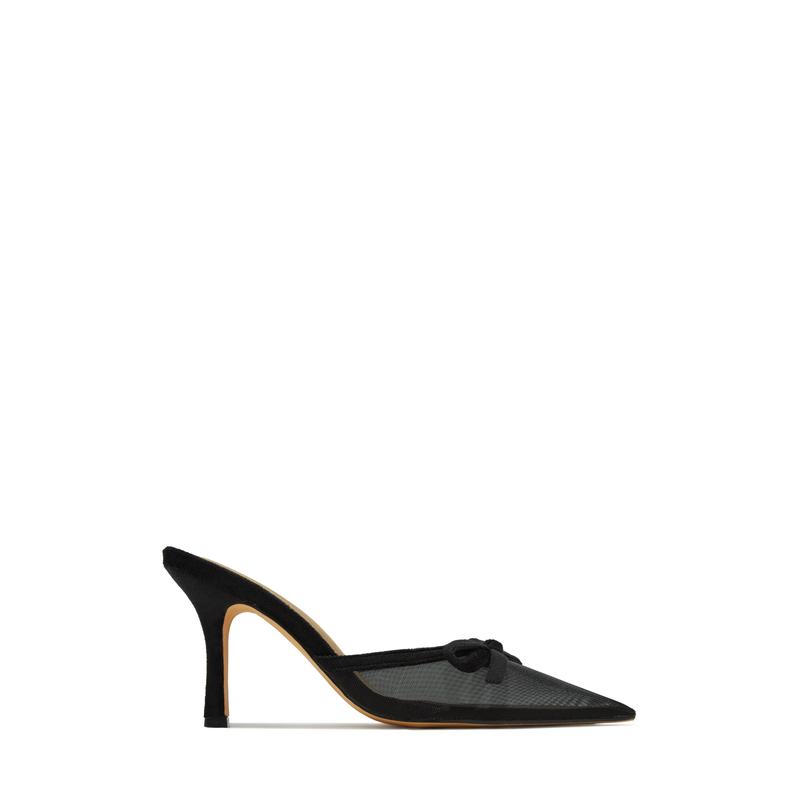 Carrie Mule Heel Pumps - Black