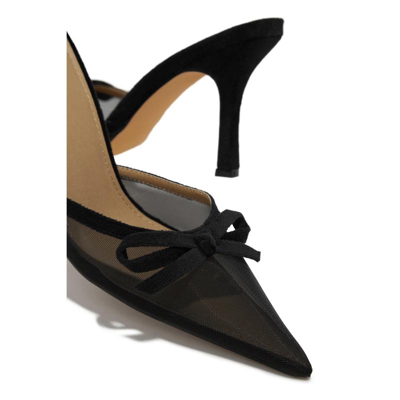 Carrie Mule Heel Pumps - Black