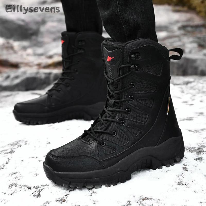 Winter Men's Outdoor Sports High Top Snow Boots Thickened Warm Non-Slip Cotton Shoes With Plush And Waterproof Platform Shoes