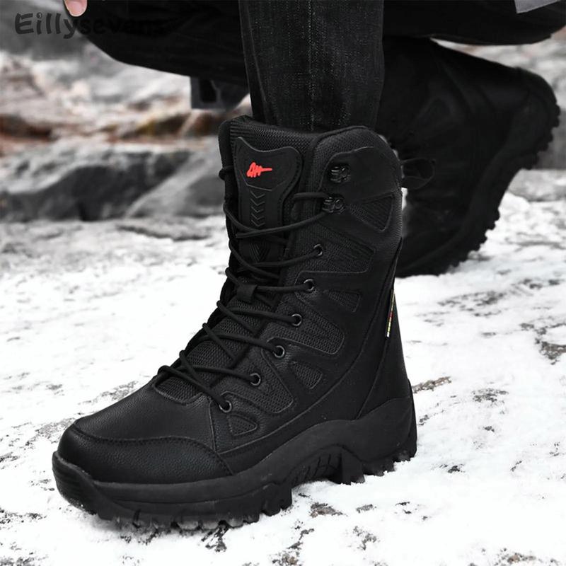 Winter Men's Outdoor Sports High Top Snow Boots Thickened Warm Non-Slip Cotton Shoes With Plush And Waterproof Platform Shoes