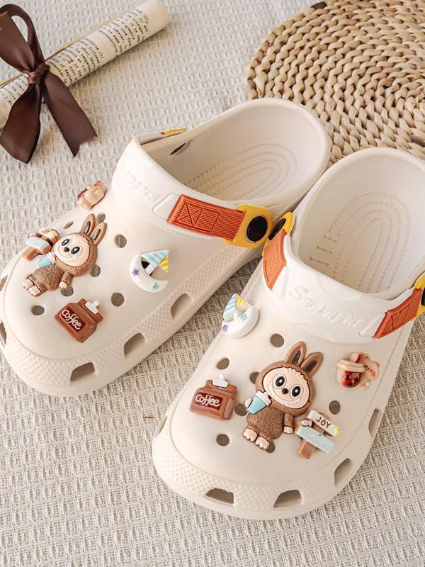 Women's Cute Cartoon Rabbit Charm Decor Clogs, Casual Comfortable Breathable Hollow Out Clogs, Fashionable Shoes for Indoor & Outdoor Wear