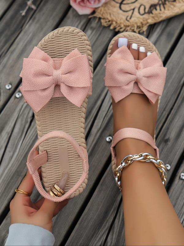 Women's Cute Bowknot Design Slip on Sandals, Casual Trendy Flat Sandals, Fashionable Open Toe Sandals for Summer Beach Vacation