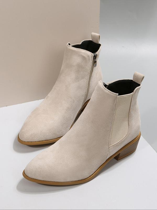 Fashionable Solid Color Ankle Boots, Casual Pointed Toe Booties for Daily Wear, Female All-match Trend Shoes for Daily Wear