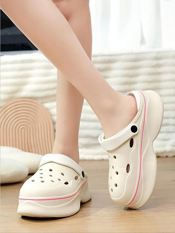 Women's Matching Hollow Out Design Clogs, Summer 2024 Trendy Going Out Cute Platform Slippers, Fashionable Slippers, Platform Non-slip Slippers