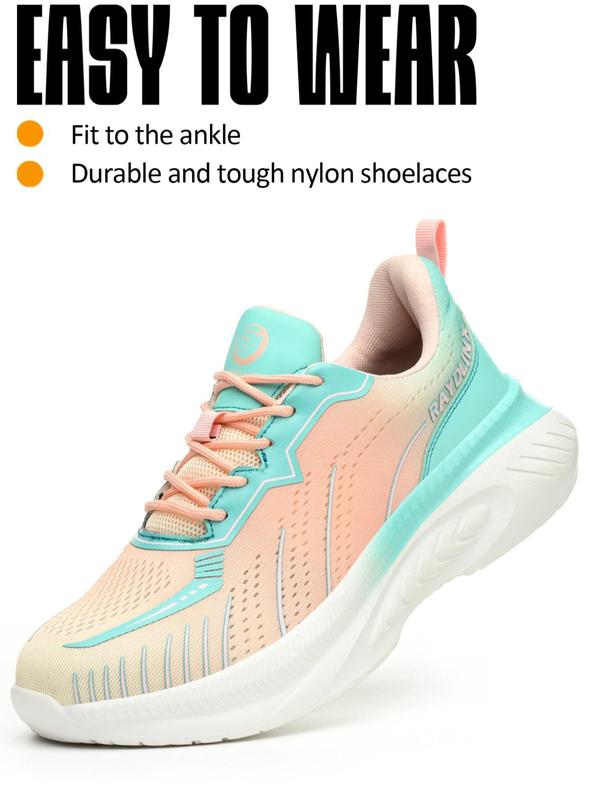 Women's Lace Up Front Safety Shoes, Lightweight Sport Safety Shoes, Comfortable Anti-smash and Anti-puncture Shoes, Breathable Non-slip Work Shoes for Women