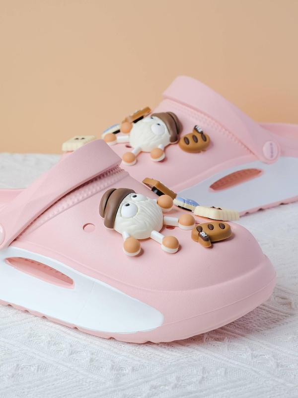 Women's Cute Cartoon Bear Design Clogs, 2024 New Style Casual Comfortable Hollow Out Design Clogs, Fashionable Non-slip Clogs for Summer Beach Vacation