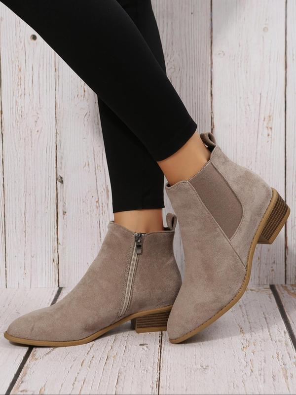 Fashionable Solid Color Ankle Boots, Casual Pointed Toe Booties for Daily Wear, Female All-match Trend Shoes for Daily Wear