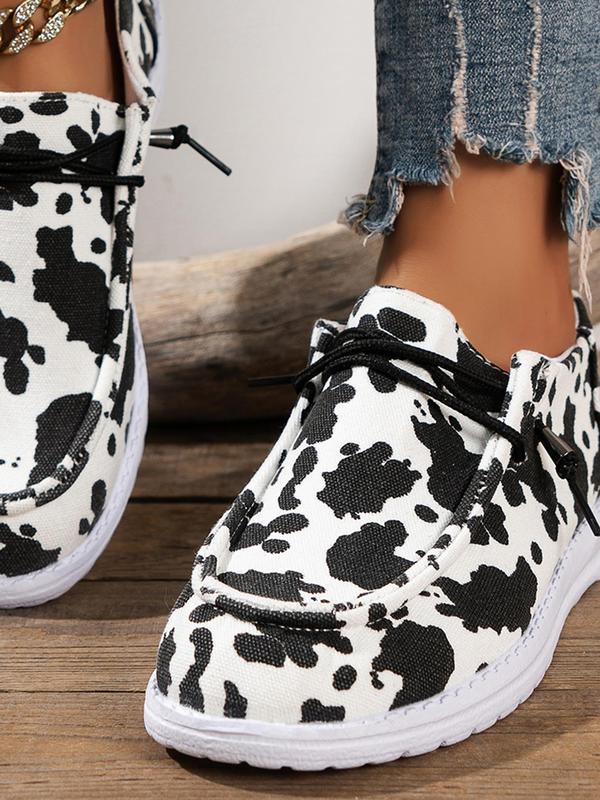 Women's 1 Pair Casual Round Toe Lace up Low Top Sneakers, Cow Print Comfortable Lightweight Sports Shoes, Female All-match Shoes for Daily Wear