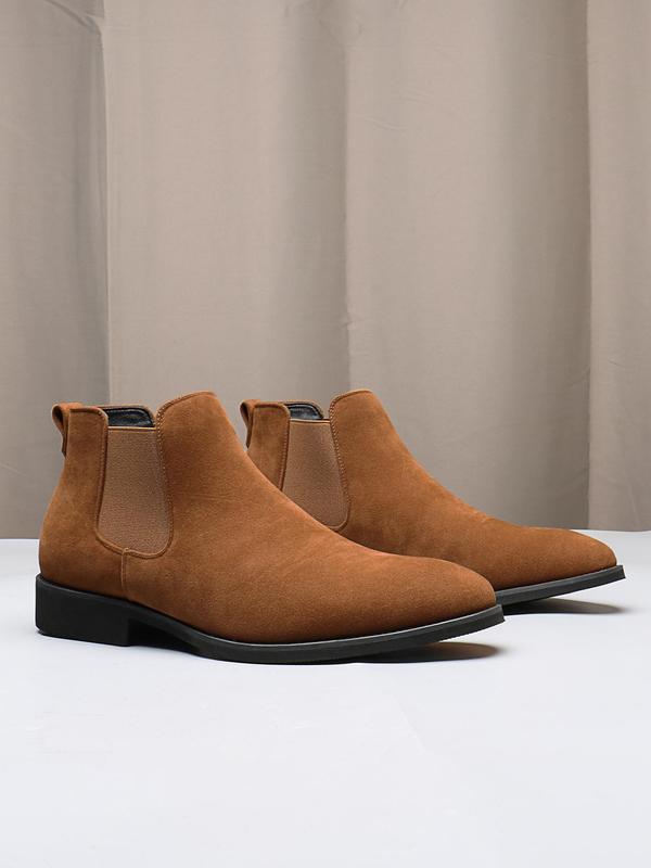 Men's Casual Plain PU Leather Chelsea Boots, Fashionable Elastic Ankle Boots for Daily Wear, Male All-match Trendy Shoes for Daily Wear