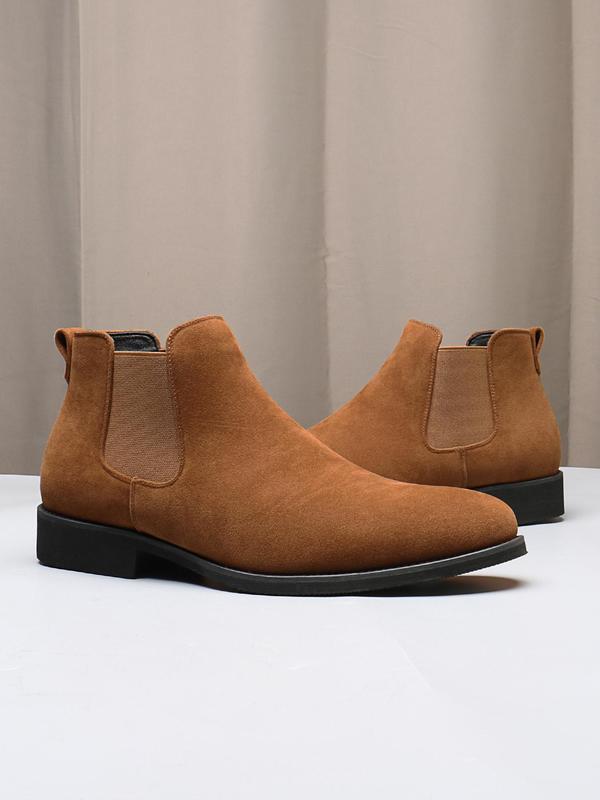 Men's Casual Plain PU Leather Chelsea Boots, Fashionable Elastic Ankle Boots for Daily Wear, Male All-match Trendy Shoes for Daily Wear