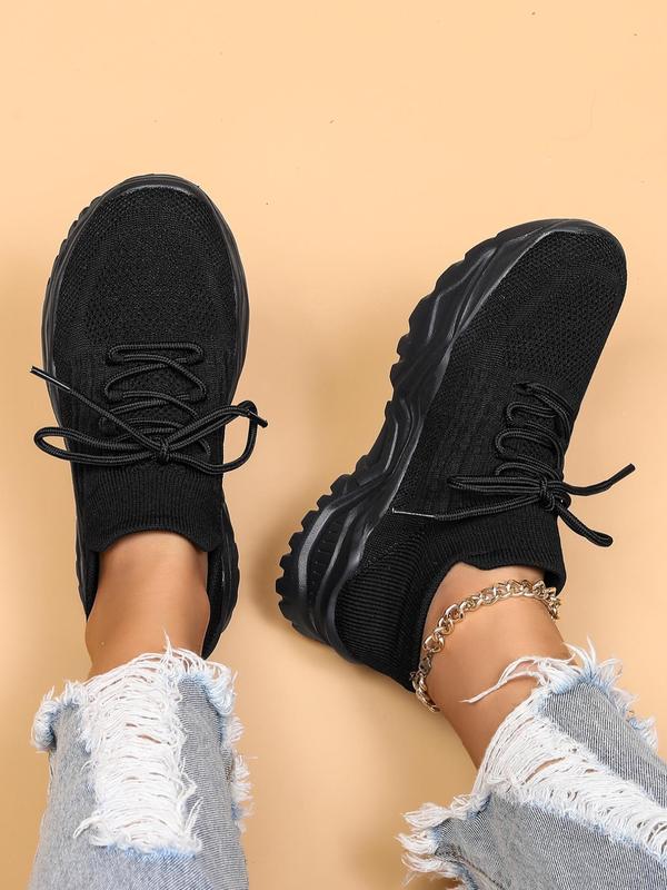 Women Shoes 2024 Plain Lace-up Low Top Sock Sneakers, Designer Sneakers, Casual Comfort Sports Running Shoes for Training, Girl's Walking Shoes, Footwear Summer 2024 Mesh Shoes