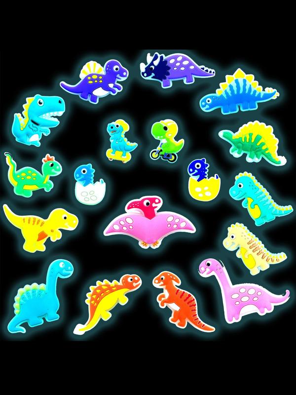 Cartoon Dinosaurs DIY Shoes Charms, 18pcs Luminous Dinosaurs Shoes Decoration, Shoes Decorations for Kids & Adults