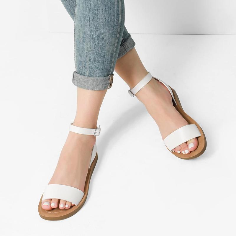 Women One Ban Ankle Strap Buckle Flat Sanals