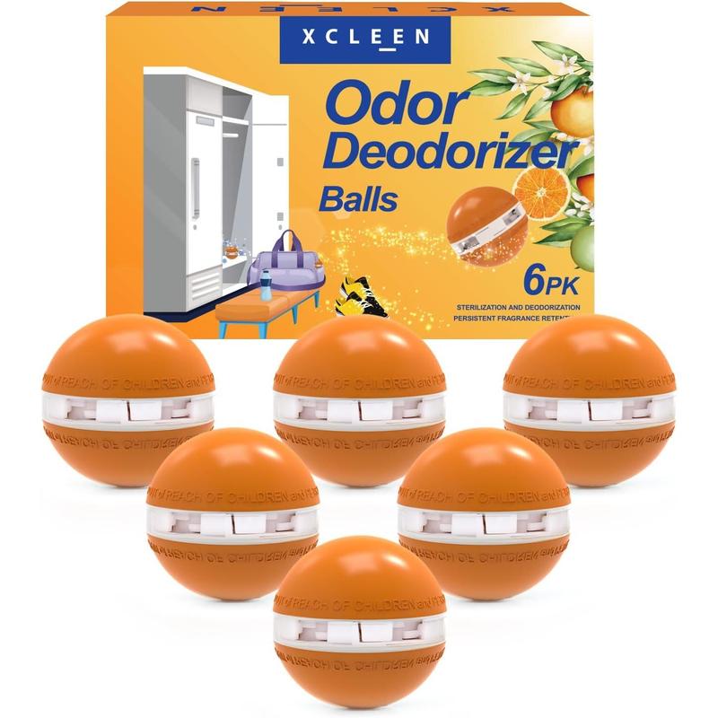 Shoe Deodorizer Balls Peach 6 Pack, Odor Eliminator Balls for Shoes Car Gym Bag Closet, Long Lasting Small Space Air Freshener With Essential Oil