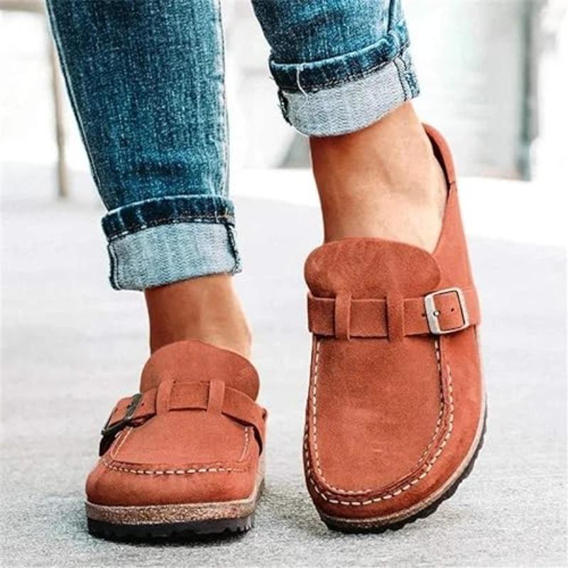 Clogs for Women Suede Soft Leather Clogs Classic Cork Clog Antislip Slippers Waterproof Mules House Sandals Buckle