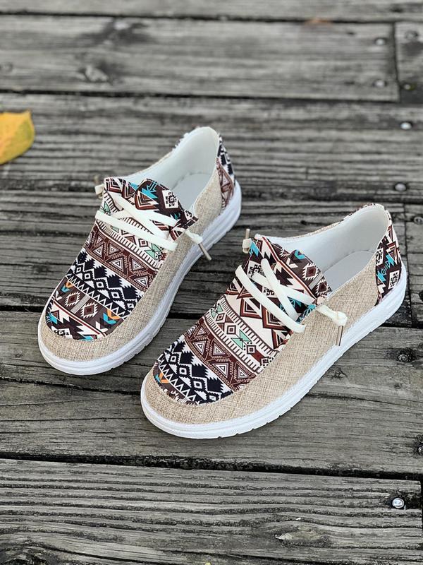 Women's Boho Style Lace Up Low Top Sneakers As Gift, Casual Breathable Comfortable Sports Running Walking Shoes, Trendy Shoes for Daily Life for Women & Girls