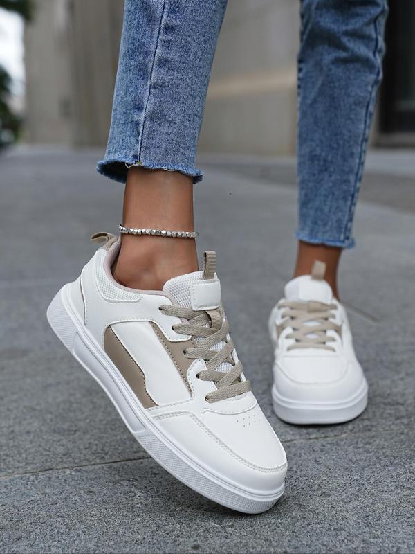 Women's Fashionable Plain Low Top Sneakers, Casual Versatile Trendy Sports Running Shoes, Minimalist Lace Up Front Skate Shoes Sporty Sneakers, Cute Sneakers, Fall Shoes