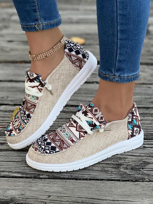 Women's Boho Style Lace Up Low Top Sneakers As Gift, Casual Breathable Comfortable Sports Running Walking Shoes, Trendy Shoes for Daily Life for Women & Girls