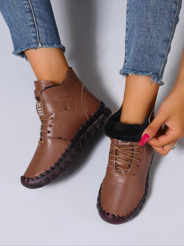 Women's Fashionable Belted Design Boots, Casual Comfortable Round Toe Boots for Fall & Winter, Female All-match Trendy Shoes for Daily Wear