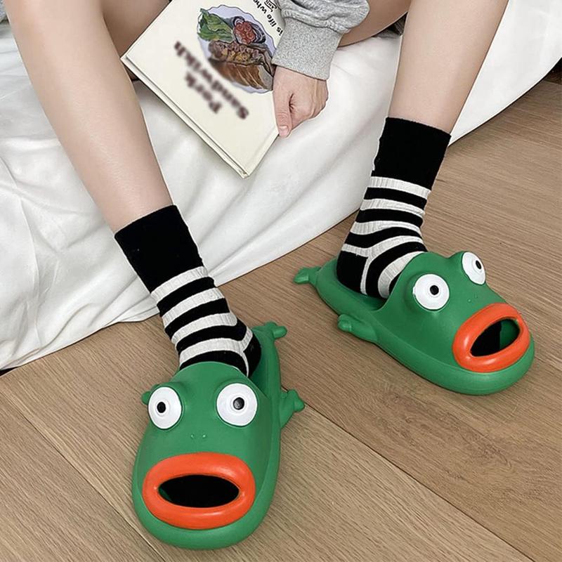 Slippers Frog Flip Flops, Thickness Bath Slipper, Funny Couple Frog Slides, Bass Sandals, Beach & Shower Shoes