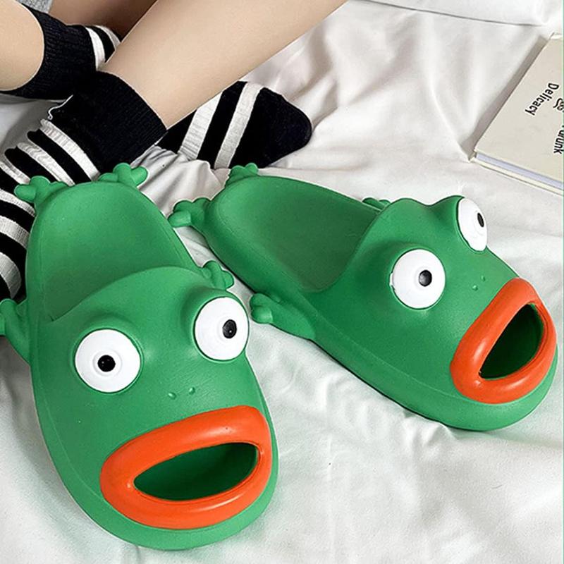 Slippers Frog Flip Flops, Thickness Bath Slipper, Funny Couple Frog Slides, Bass Sandals, Beach & Shower Shoes