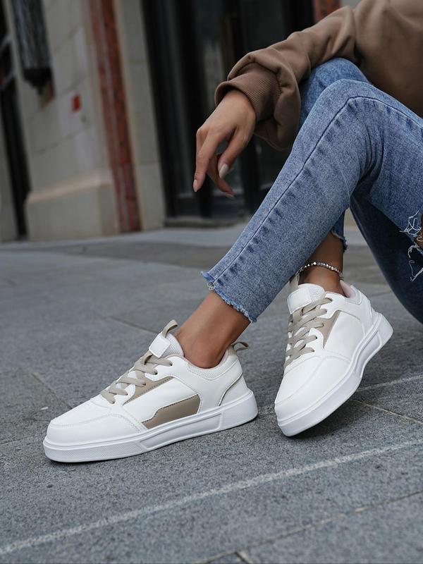 Women's Fashionable Plain Low Top Sneakers, Casual Versatile Trendy Sports Running Shoes, Minimalist Lace Up Front Skate Shoes Sporty Sneakers, Cute Sneakers, Fall Shoes