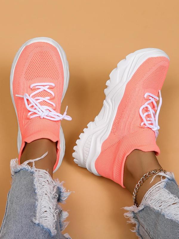 Women Shoes 2024 Plain Lace-up Low Top Sock Sneakers, Designer Sneakers, Casual Comfort Sports Running Shoes for Training, Girl's Walking Shoes, Footwear Summer 2024 Mesh Shoes