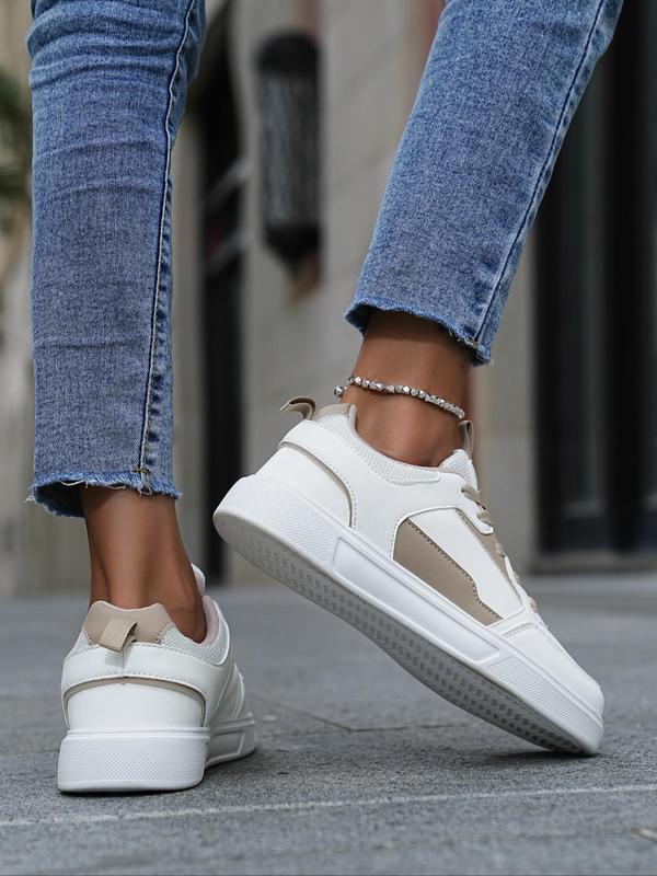 Women's Fashionable Plain Low Top Sneakers, Casual Versatile Trendy Sports Running Shoes, Minimalist Lace Up Front Skate Shoes Sporty Sneakers, Cute Sneakers, Fall Shoes