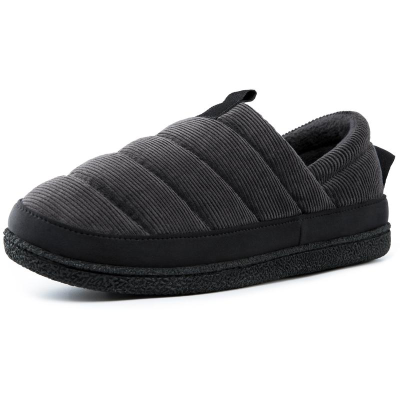 EverFoams Men's Quilted Slippers Soft Comfy Corduroy Closed-back Indoor Outdoor Memory Foam House Shoes