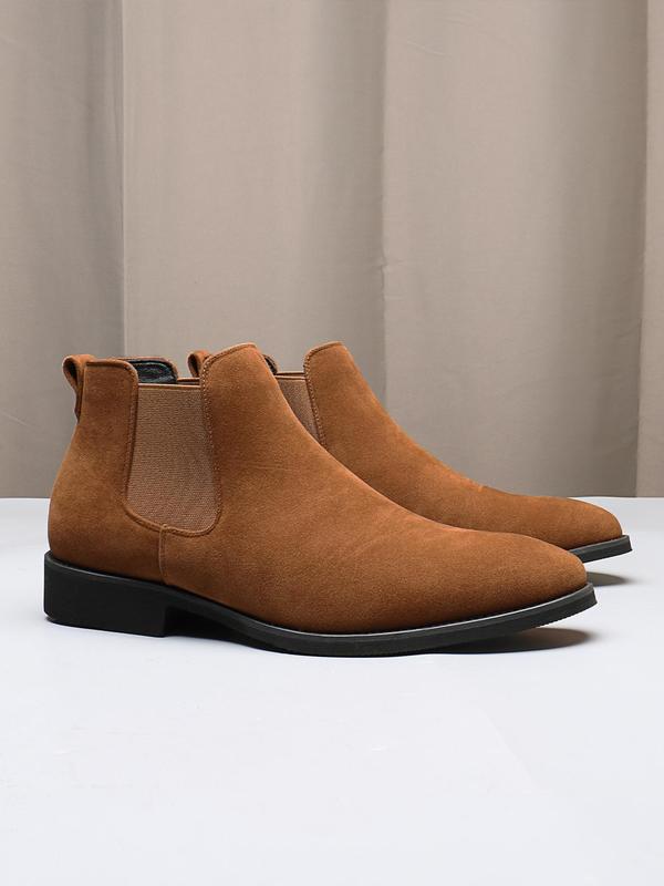 Men's Casual Plain PU Leather Chelsea Boots, Fashionable Elastic Ankle Boots for Daily Wear, Male All-match Trendy Shoes for Daily Wear