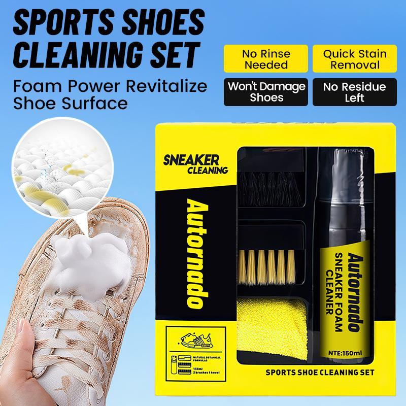 Shoe Cleaner Kit for Sneaker, Cleaning Kit, Water-Free Foam Sneaker Cleaner 5.3Oz with 2 Brushes & Microfiber Towel,Work on White Shoe,Suede,Boot,Canvas,PU,Fabric,etc