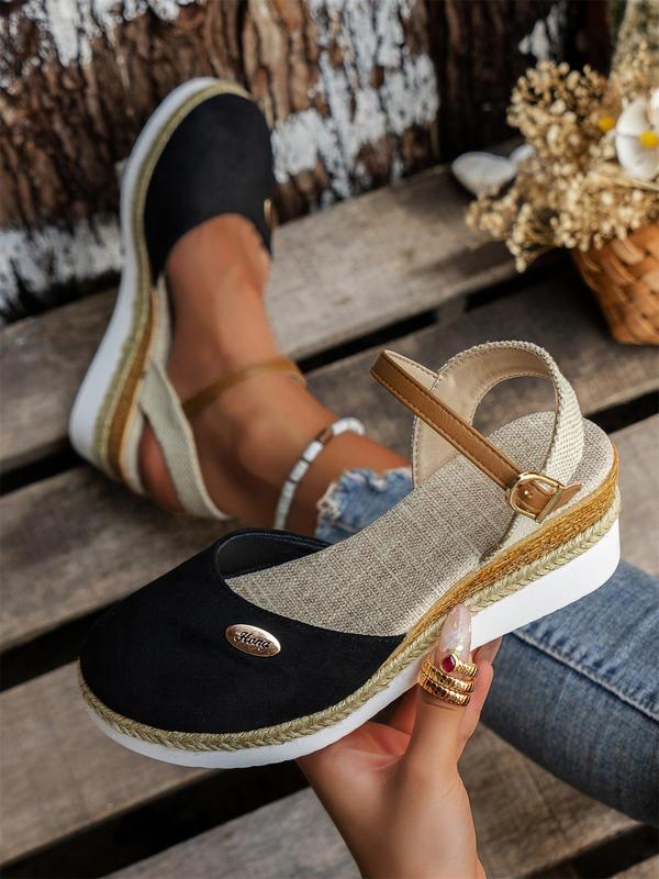 Women's Fashionable Plain Color Wedge Sandals, Casual Versatile Platform Sandals for Summer, Lightweight Breathable Comfortable Shoes for Daily Wear