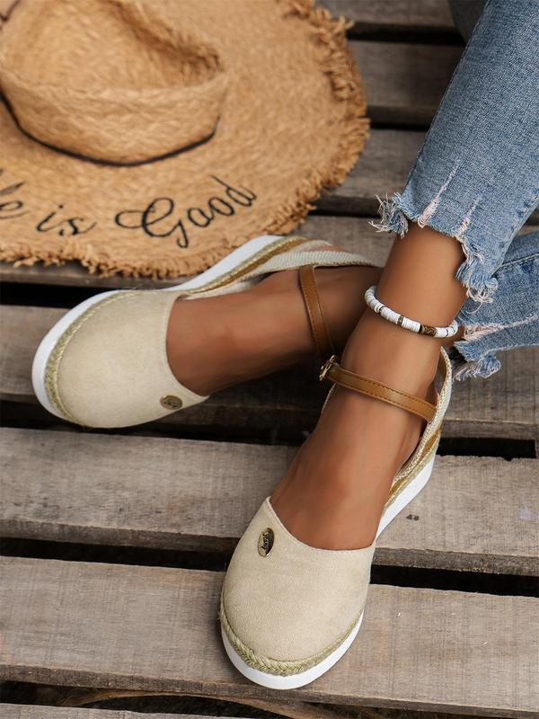 Women's Fashionable Plain Color Wedge Sandals, Casual Versatile Platform Sandals for Summer, Lightweight Breathable Comfortable Shoes for Daily Wear