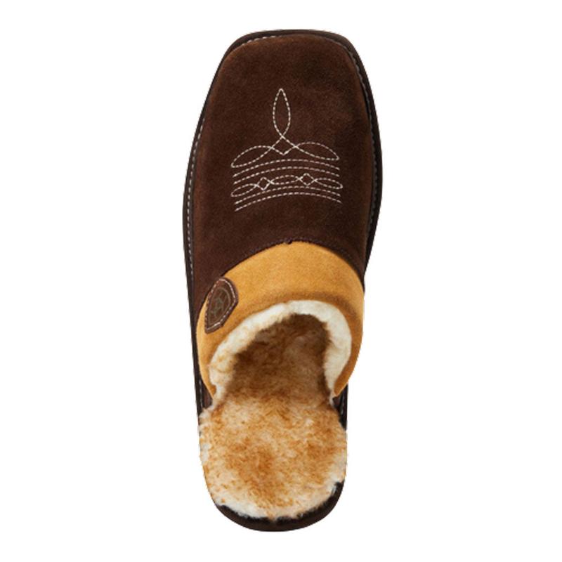 AR2842 Ariat Men's Silversmith Square Toe Scuff Slipper - Chocolate with Chestnut