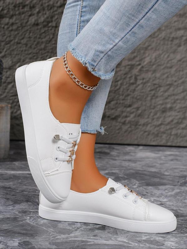 Women's Fashionable Lace Up Low Top Sneakers, Casual Comfortable Breathable Skate Shoes, Female All-match Round Toe Shoes for Daily Wear