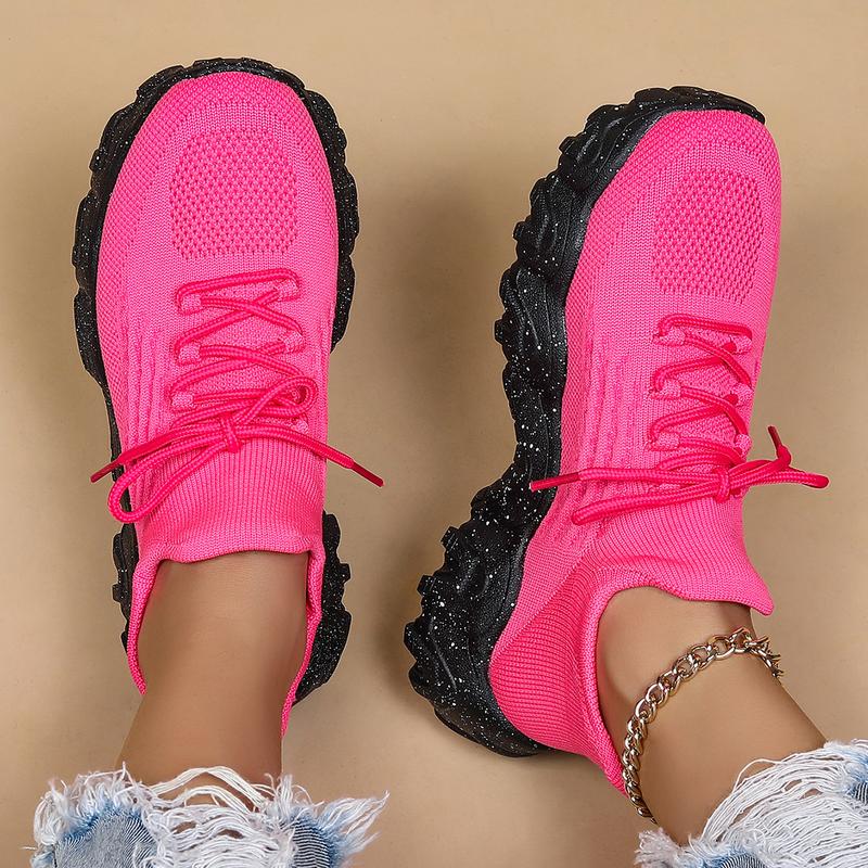 2024 Summer Lace-up Low Top Slip on Women Sneakers, Comfortable Ankle Socks Shoes, Knit Sports Running Shoes, Women's Workout Sneakers As Gift,for Fall